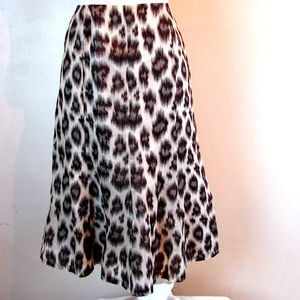 Talbots Black and White Leopard Print A-Line Skirt